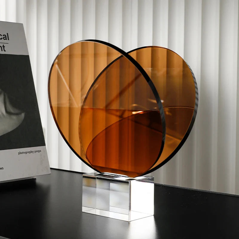 Afralia™ Acrylic Crystal Bookshelf Magazine Rack Geometric Circular Ornaments Amber Figurines