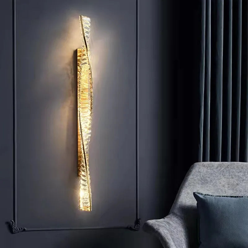Afralia™ Dimmable Crystal Wall Sconce | Luxury Gold Steel Light Fixture