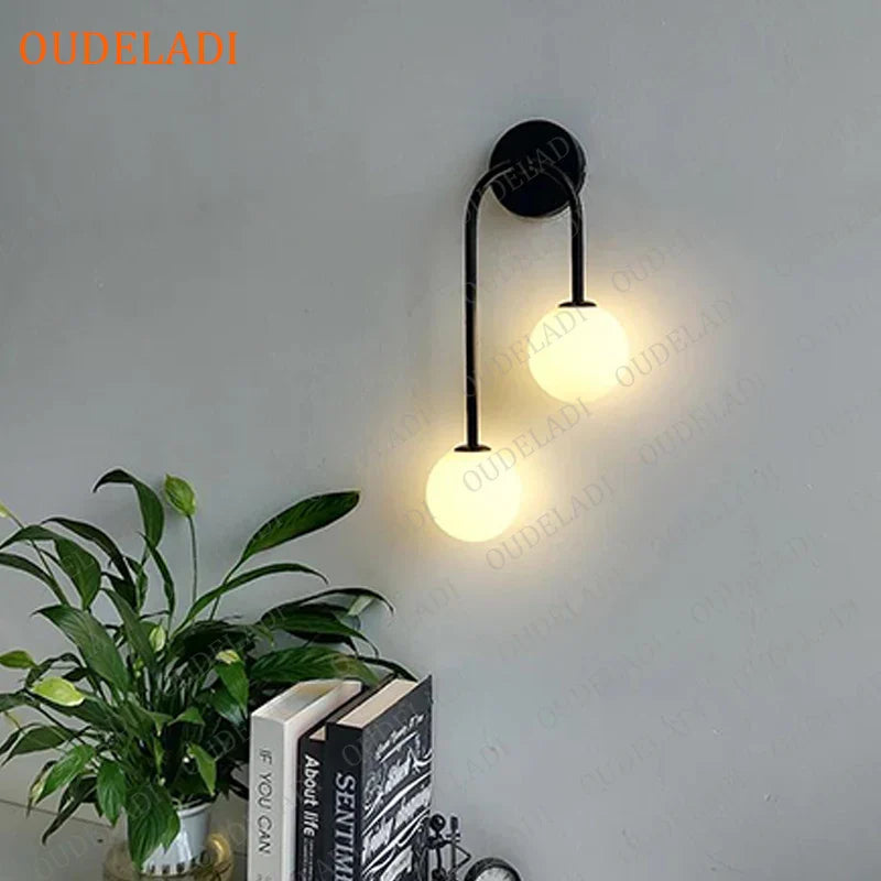 Afralia™ Glass Ball LED Wall Lamp for Modern Living Room Decor