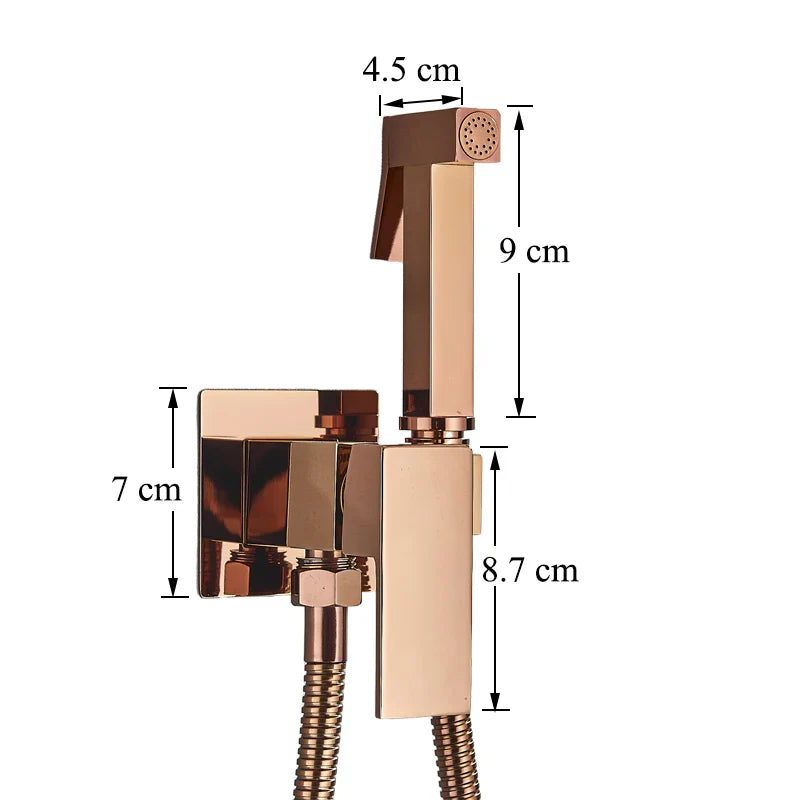 Afralia™ Rose Gold Bidet Faucet with Hot and Cold Mixer for Bathroom Handheld Spray Gun