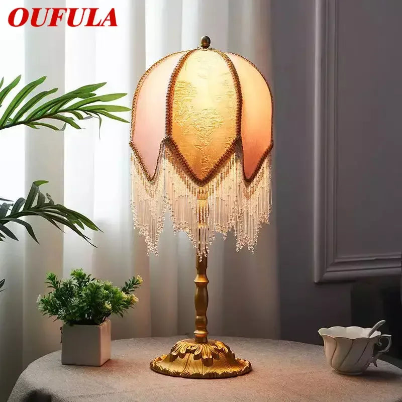 Afralia™ Tassels Table Lamp | Retro American Vintage Style for Living Room Bedroom