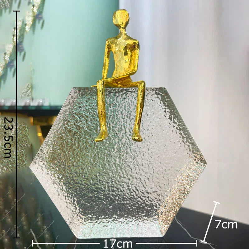 Afralia™ Golden Figures Sculpture: Modern Desk Ornament for Room Aesthetics