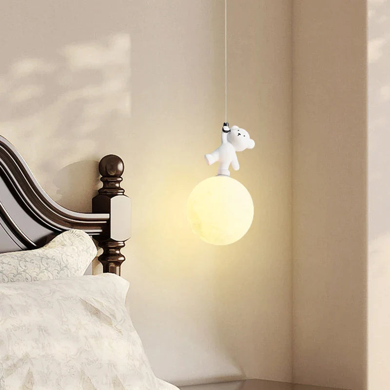 Afralia™ Bear Nursery Room Resin Pendant Lamp for Kids Bedroom