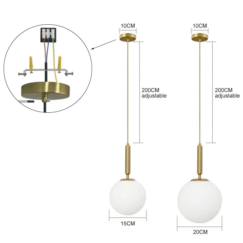 Afralia™ Gold Glass Ball Pendant Lamp for Luxurious Dining Room & Bedroom Decor