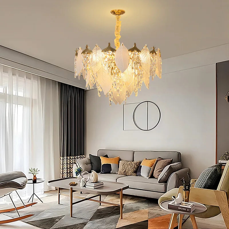 Afralia™ Crystal Glass Chandelier Blade LED Pendant Light for Living Dining Bedroom Lighting