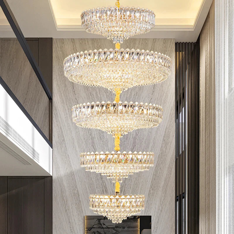 Afralia™ Crystal Living Room Chandelier: Modern Luxury High-Rise Villa Personality Creative Hotel Décor