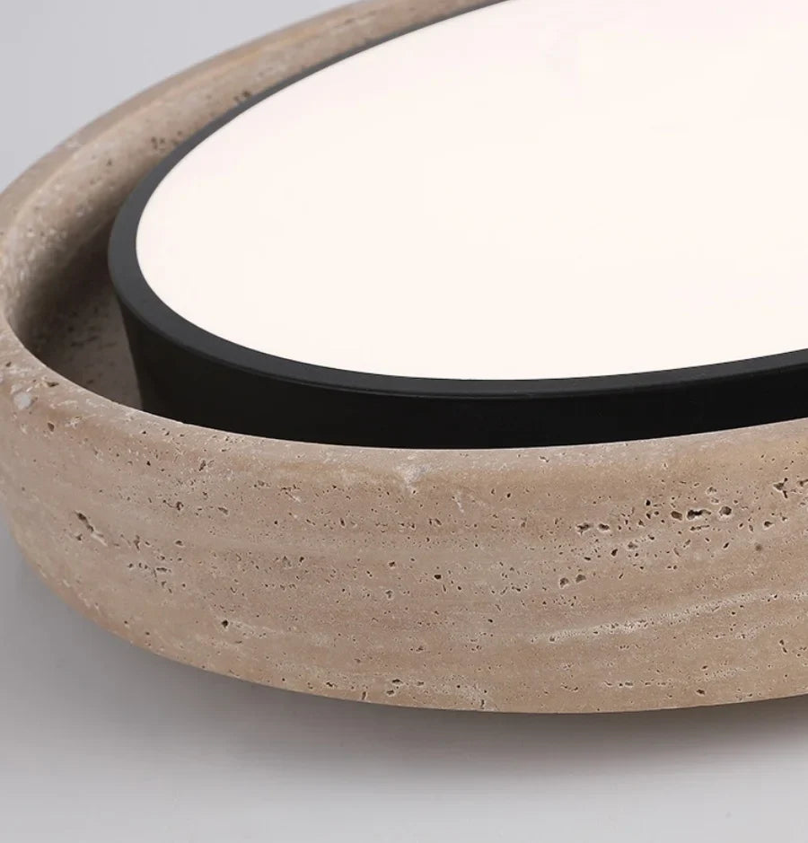 Afralia™ Travertine Round Iron LED Ceiling Light: Modern Nordic Flush Mount Fixture