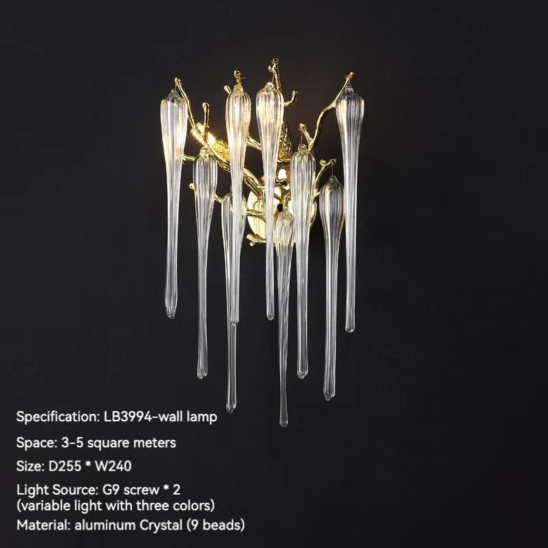 Afralia™ Luxury Gold Wall Sconce Crystal Decor LED Wall Light
