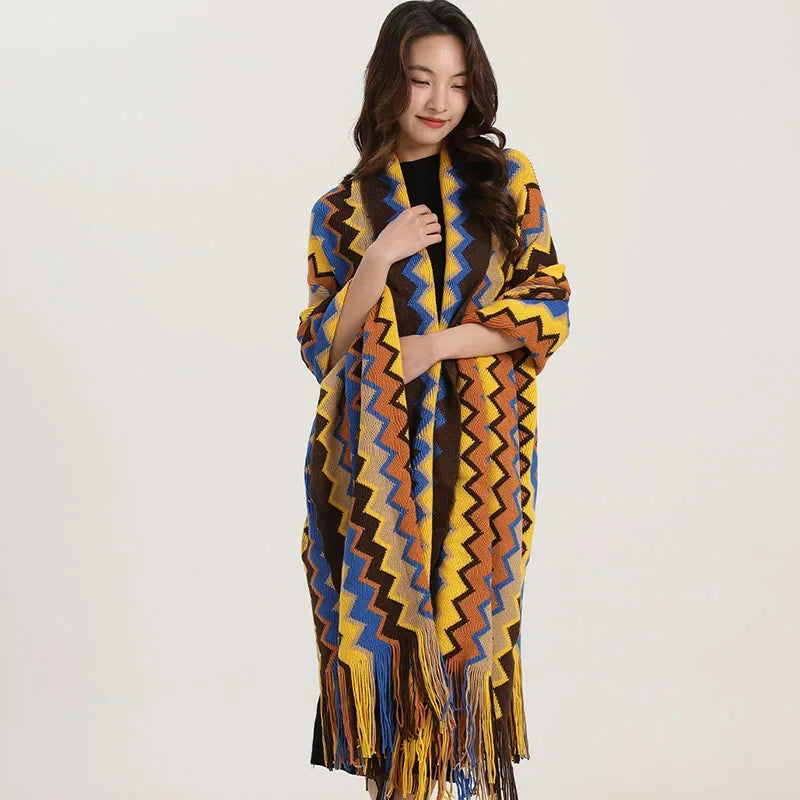 Afralia™ Bohemian Wavy Fringe Shawl: Fashionable & Multifunctional Sofa Cover Blanket