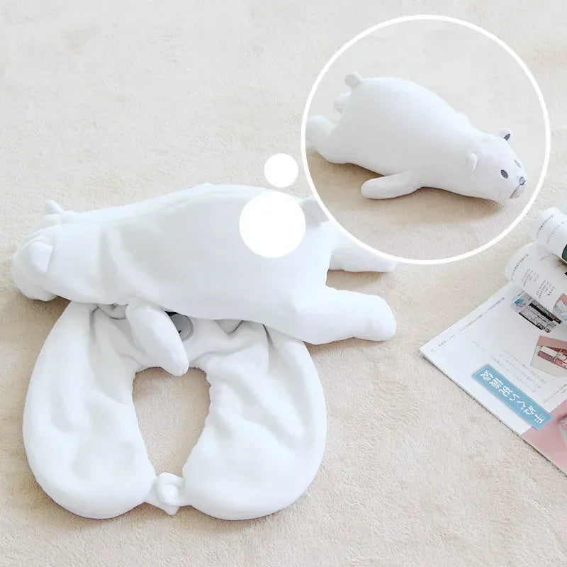 Afralia™ Cute Plush Animal Neck Pillow for Comfortable Travel & Office Rest