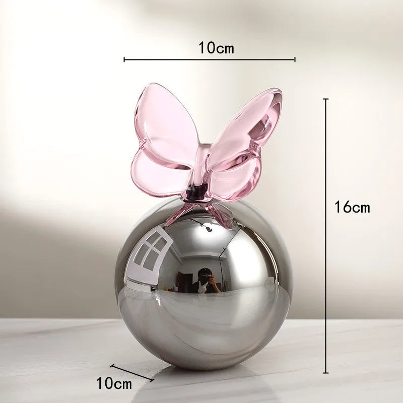Afralia™ Geometric Butterfly Crystal Ball Home Decor Figurine
