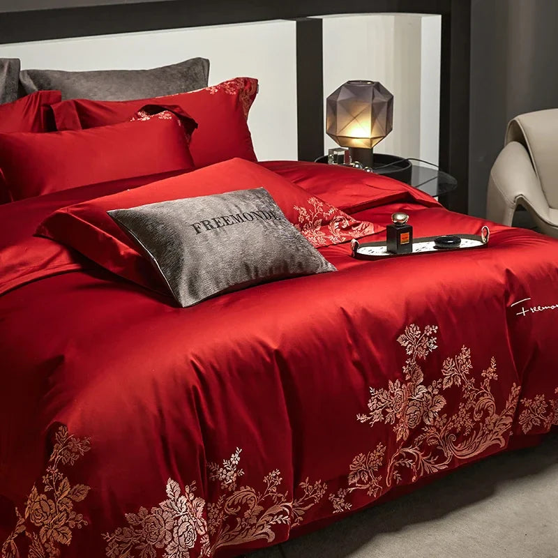 Afralia™ Luxe 100s Egyptian Cotton Bedding Set: King Queen Full Size Sheet Blanket Pillowcase