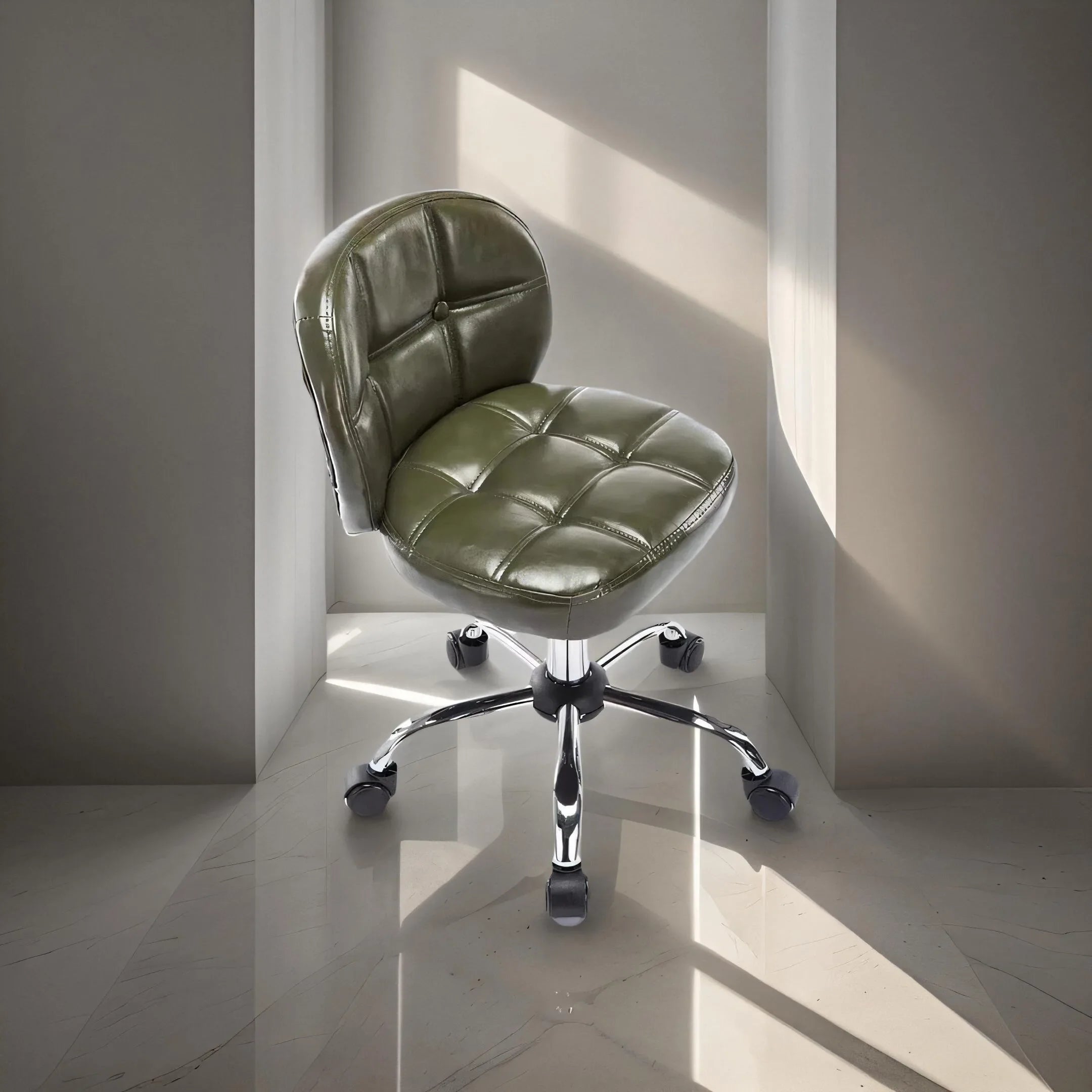 Afralia™ Velvet Office Stool Swivel Computer Chair, Adjustable Height, Low Backrest, Rolling Rocker
