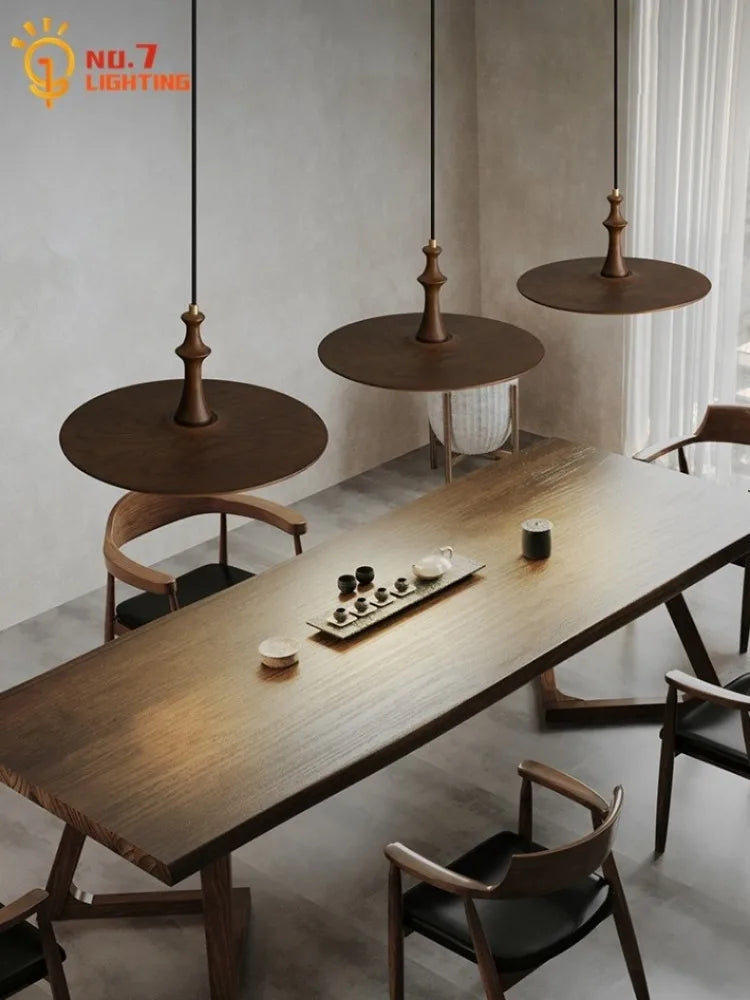 Afralia™ Solid Wood Flying Saucer Pendant Light for Home Decor and Lighting