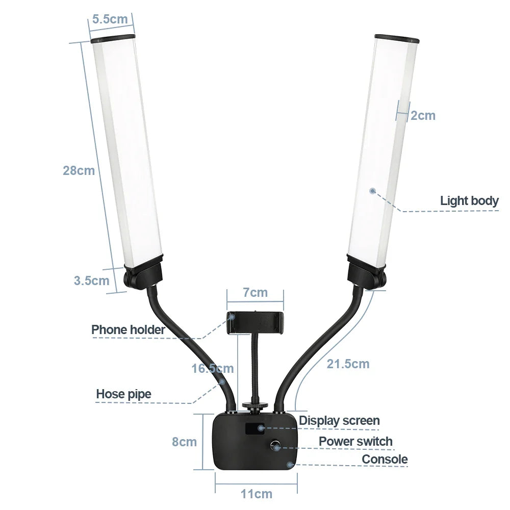 Afralia™ Dualarm LED Beauty Light with Circular Light Strip on Tripod