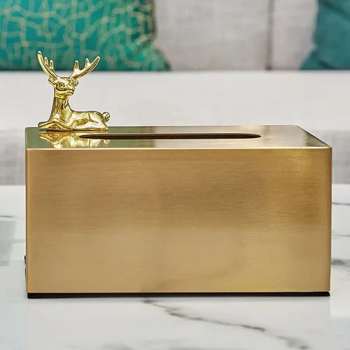 Afralia™ Brass Color Geometric Animal Tissue Box - Luxury Living Room Decor
