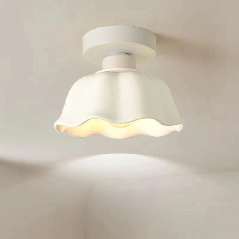 Afralia™ Ceramic Glass Cream LED Ceiling Light for Indoor Illumination