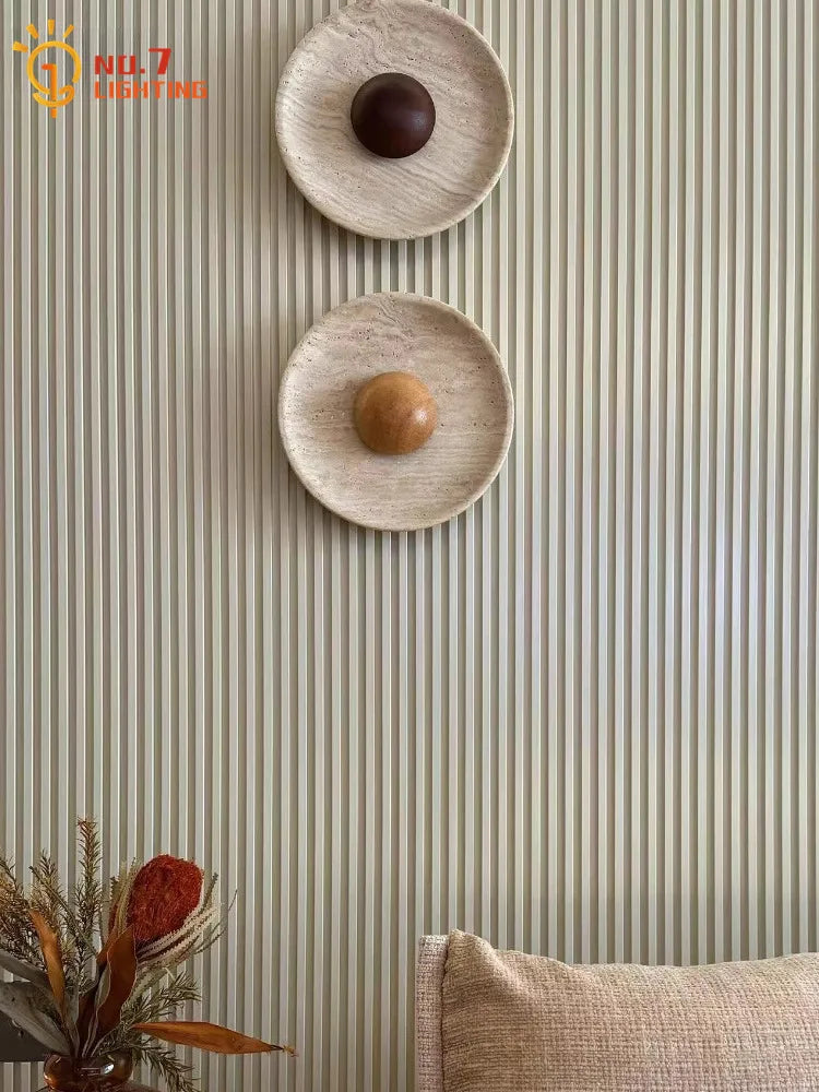 Afralia™ Wabi-sabi Yellow Travertine LED Wall Lamp for Restaurant Bedroom Aisle Stairs