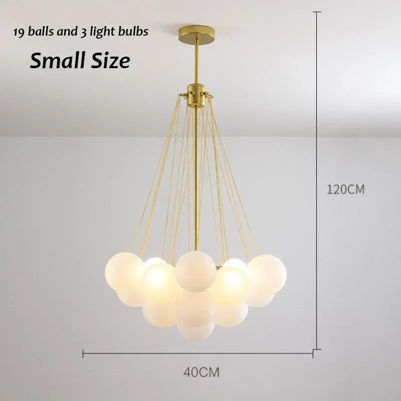 Afralia™ Glass Chandelier: Nordic 19/37 Ball LED Lighting, Black Gold Pendant for Home Décor