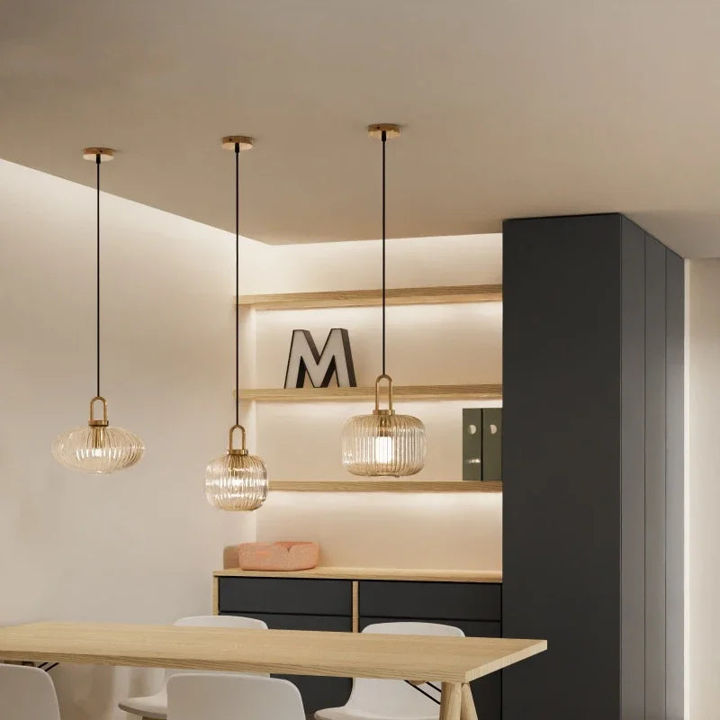 Afralia™ Glass Pendant Lights LED E27 Retro Luxury Hanging Fixtures for Dining Room
