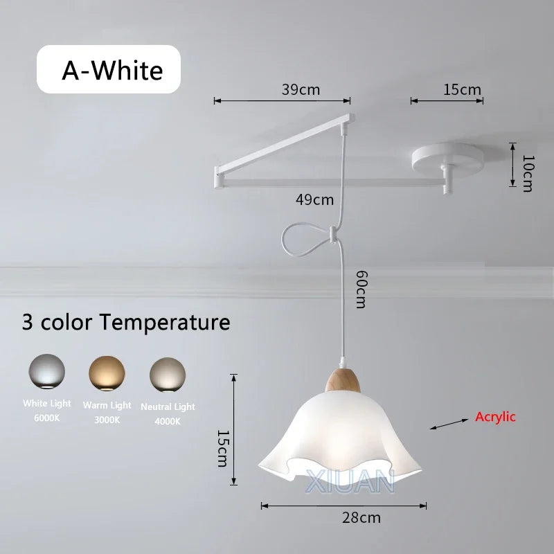 Afralia™ Modern Swing Arm Pendant Lamps PE Metal Sconces Dining Hanging Light
