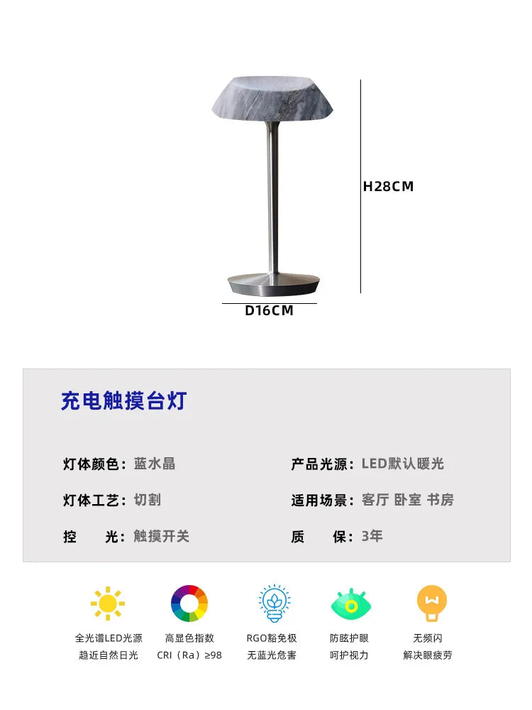 Afralia™ Nordic Marble USB Table Lamp with Touch Switch for Living Room & Bedroom