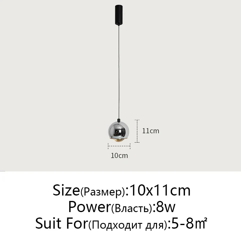 Afralia™ Gold Metal Luster Pendant for Bedside & Kitchen Island - Minimalist LED Hanging Light