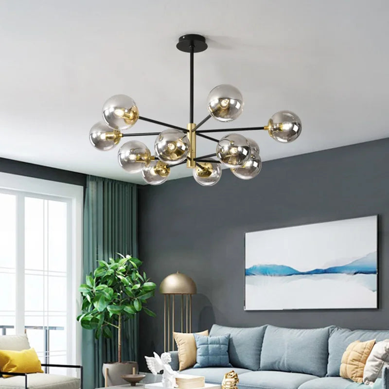 Afralia™ Modern Luxury Glass Ball Chandelier for Home, Restaurant, and Hotel Decor