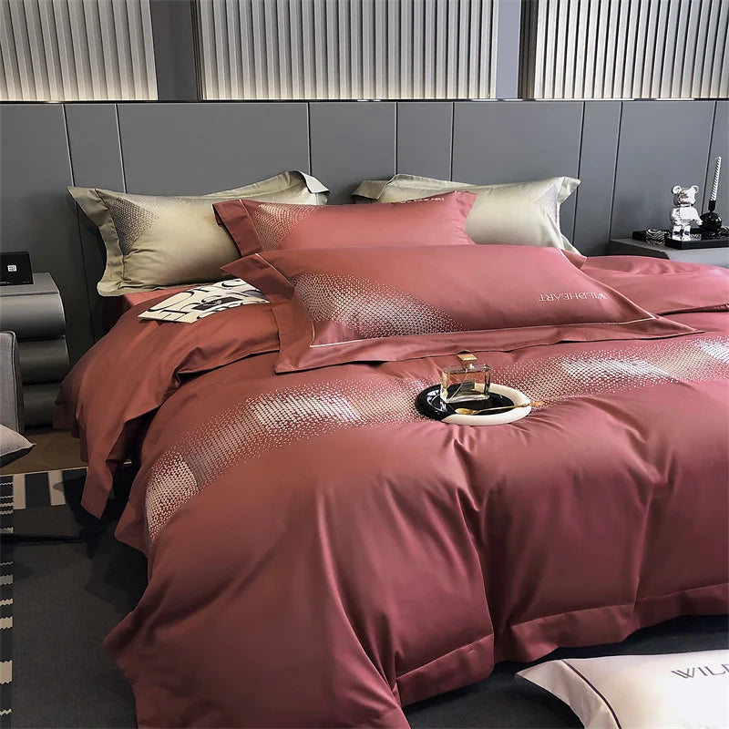Afralia™ Luxury Embroidery 1000TC Egyptian Cotton Bedding Set for King/Queen Bed Sizes