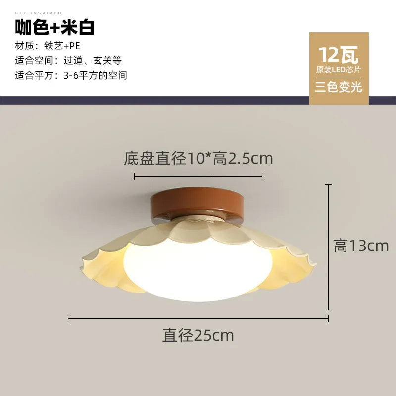 Afralia™ Walnut Wood Grain Retro Ceiling Light for Corridor Wardrobe & Entrance