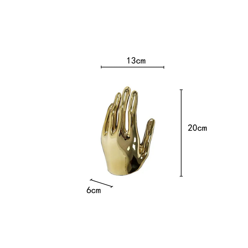 Afralia™ Abstract Golden Hands Resin Sculpture Figurine Home Decor Craft
