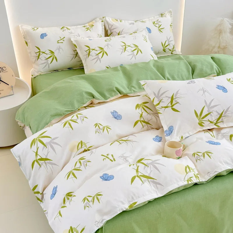 Afralia™ Cotton Printed Bedding Set: Thick & Cozy Single Bedclothes for Adults & Kids