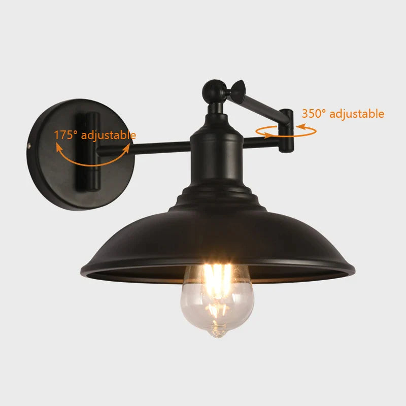 Afralia™ Vintage Folding Arm Wall Lamp for Bedroom Living Room Study Reading Light