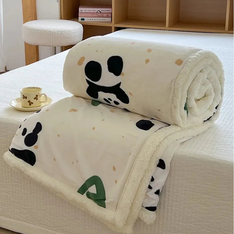Afralia™ Cartoon Lamb Wool Blanket: Double-Layered, Thick & Warm for Children & Adults