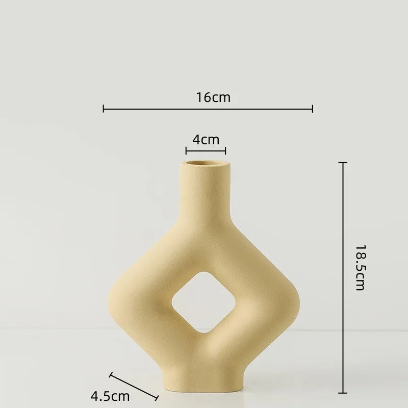 Afralia™ Geometric Ceramic Vase: Hollowed-out Letters Flower Arrangement Home Decor