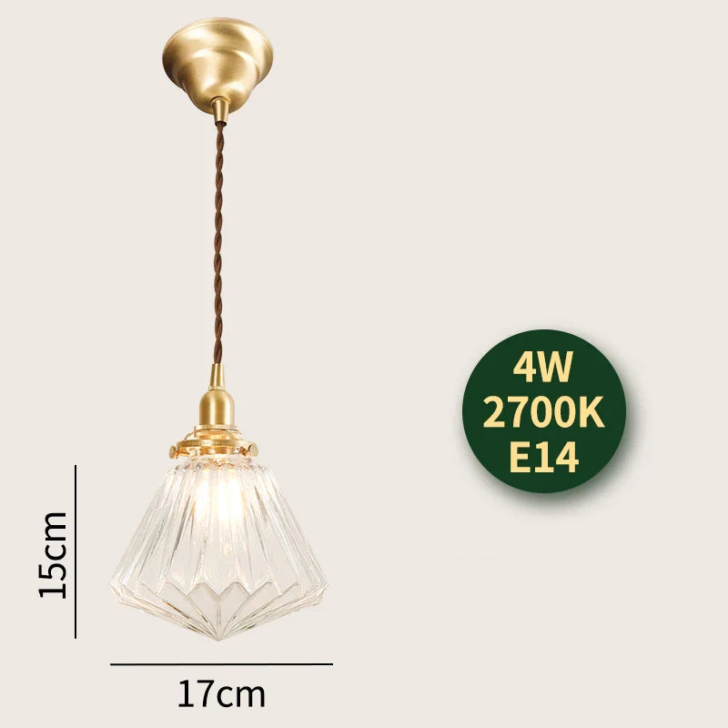 Afralia™ Glass Lamp LED Pendant Light Fixture with Copper Socket for Nordic Modern Home Decor