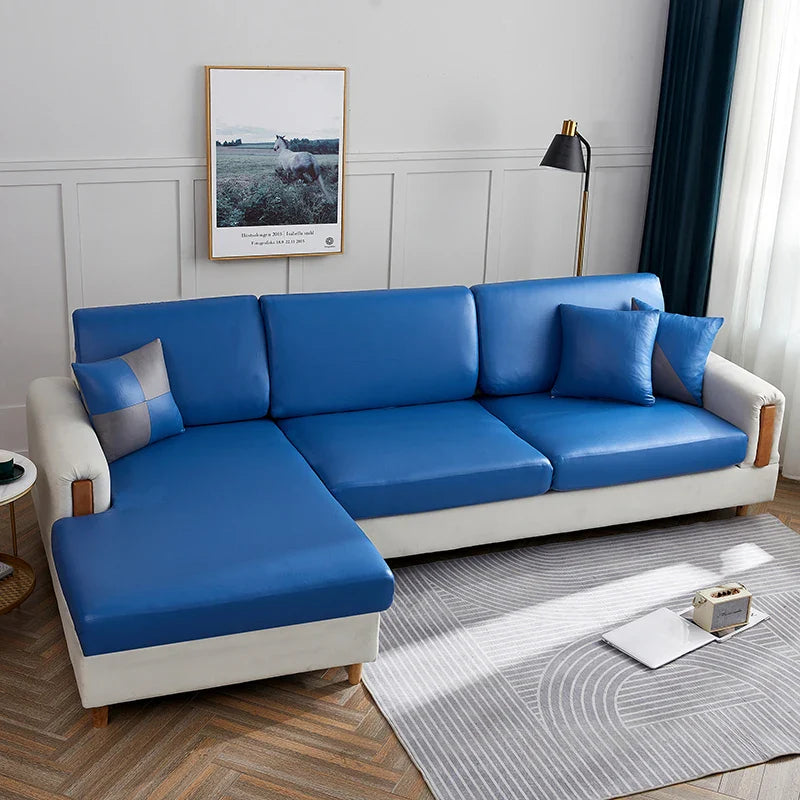 Afralia™ Stretch PU Leather Sofa Cover Solid Color Slipcovers