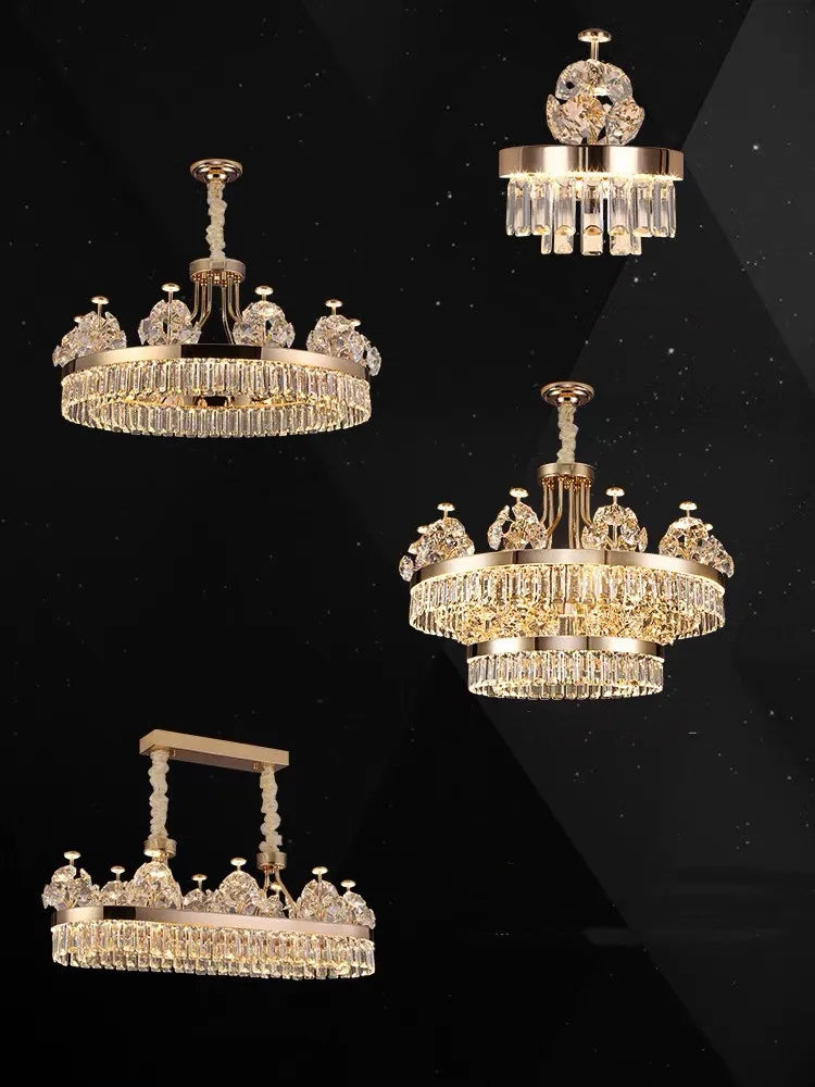 Afralia™ Luxury Crystal Ceiling Chandelier for Living Room Bedroom Villa Lighting