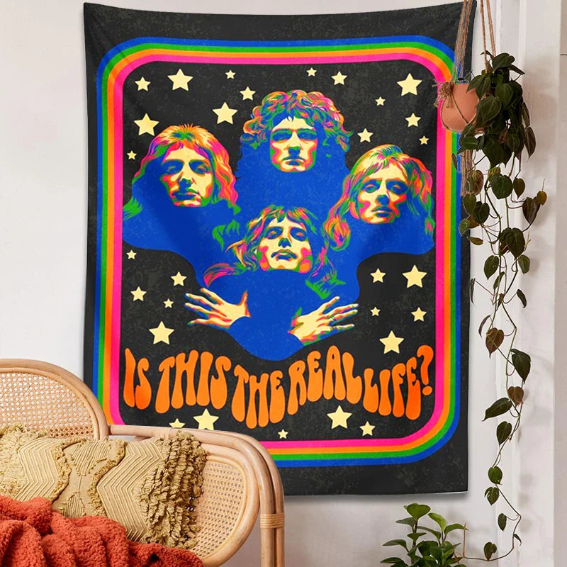 Afralia™ Retro Psychedelic Tapestry Starry Hippie Vintage Wall Decor