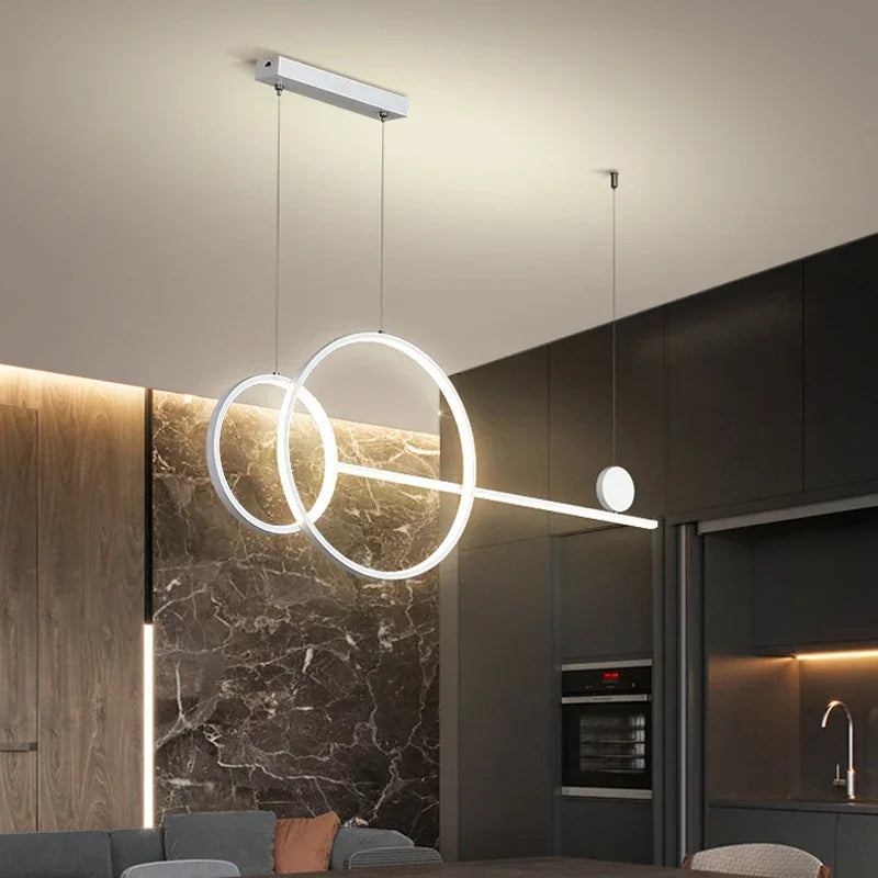 Afralia™ Metal Line Pendant Light Fixture for Modern Minimalist Dining Room and Kitchen