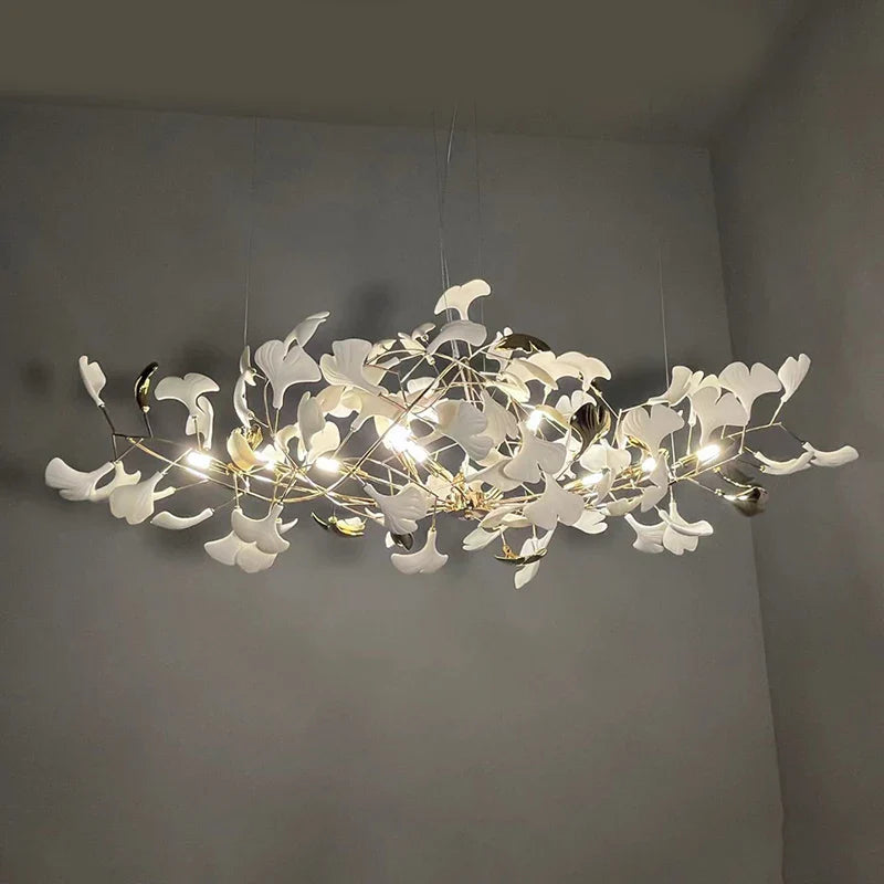 Afralia™ Ginkgo Leaf Ceramic Chandelier Pendant Lamp - LED Lighting for Home Decor & Bar