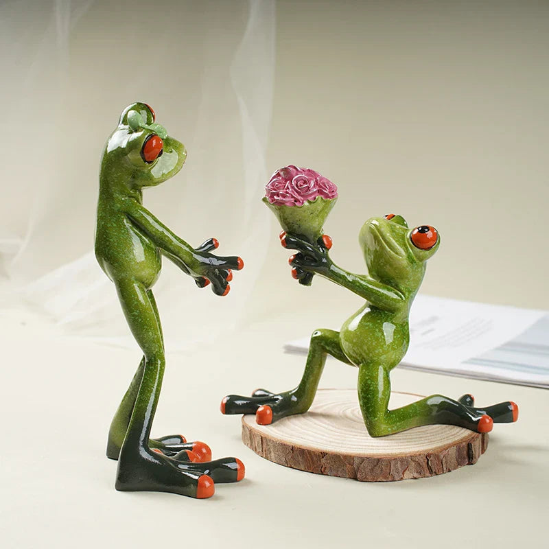 Afralia™ Funny Frog Couple Resin Decor | Wedding Gift | Valentine's Day Ornament