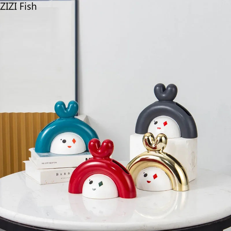 Afralia™ Ceramic Poker Face Vase: Artificial Flower Desk Decoration & Room Decor