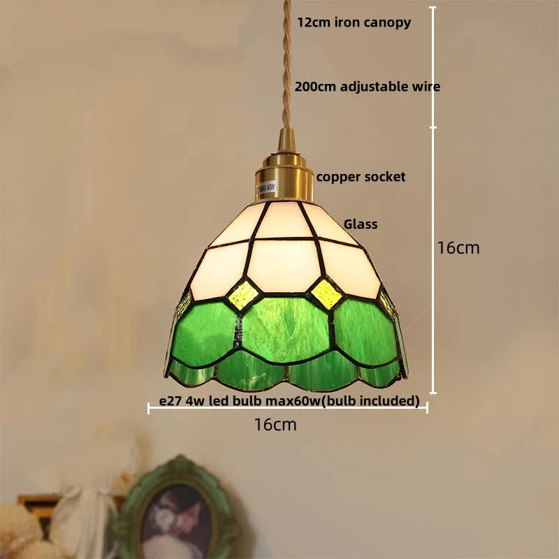 Afralia™ Tiffany Handcraft Glass Pendant Light - Japan Style Dining Room Hanging Lamp