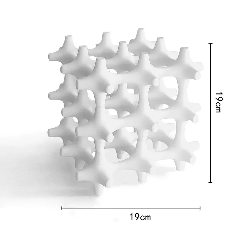 Afralia™ Silver Resin Cube Sculpture Home Decorative Figurine Hollow Layer H27