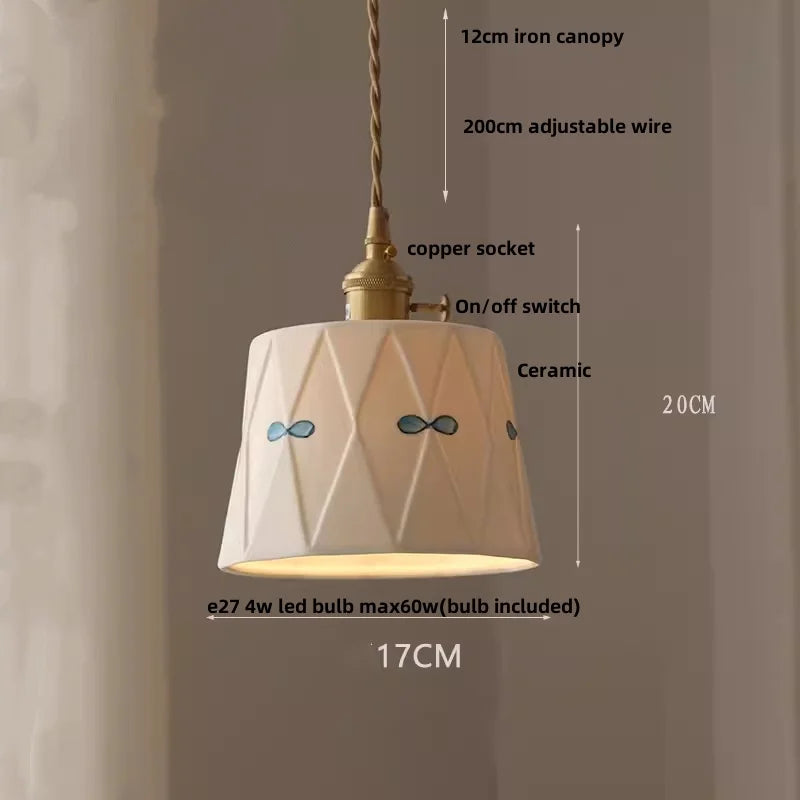 Afralia™ Ceramic Copper Pendant Light Bar Coffee Kitchen E27 Knob Switch LED Fixture