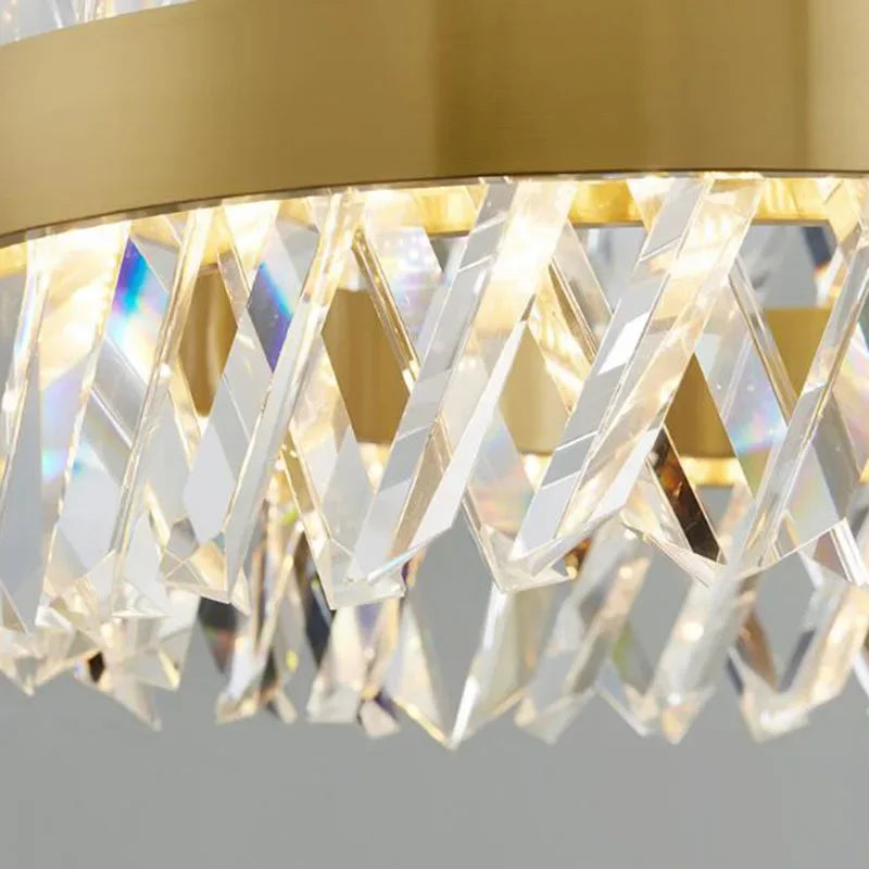 Afralia™ Modern Crystal Pendant Light Semi Round Design for Living Room, Suspension Lamp
