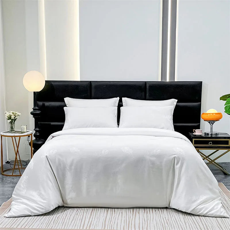 Afralia™ Jacquard Satin Duvet Cover Set - Luxury Solid Soft Quilt Kit