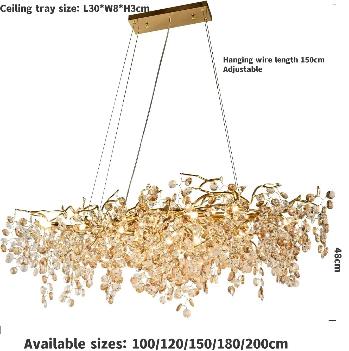 Afralia™ Gold Crystal Chandelier: Modern Luxury Branch Design for Bedroom, Living, Dining Room
