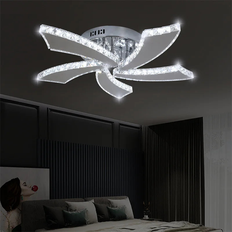 Afralia™ Smart Crystal Chandelier Ceiling Fan with LED Light & Remote Control